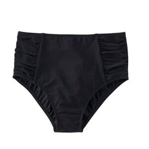 LL Bean Shaping Swimwear Swim Bottom Size 20 W High Rise Brief Black Ruched Side